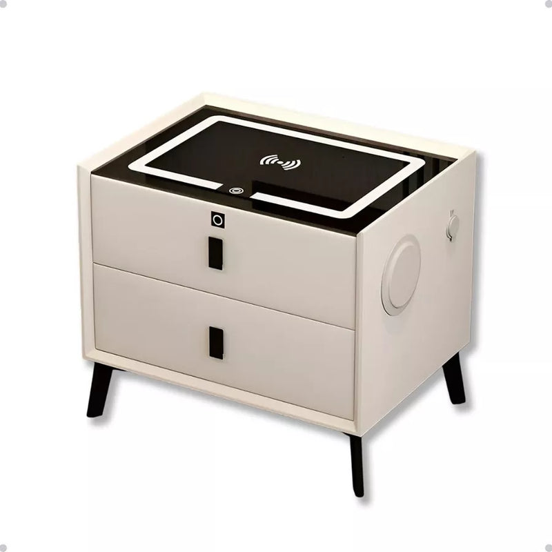 Mesa de Cabeceira Inteligente 2 Gavetas com LED e Bluetooth
